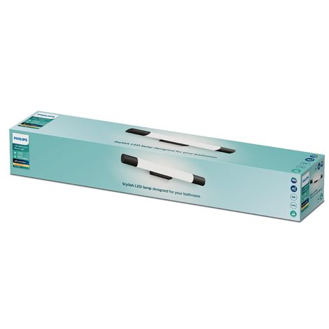 Rover koupelnové nástěnné svítidlo LED 5W 450lm 2700K nestmívatelné 44cm zaoblené IP44, černé 2