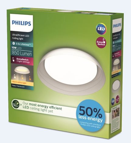Fleta UltraEfficient stropní svítidlo LED 10W 1850lm 2700K SceneSwitch 35cm IP20, transparentní 3