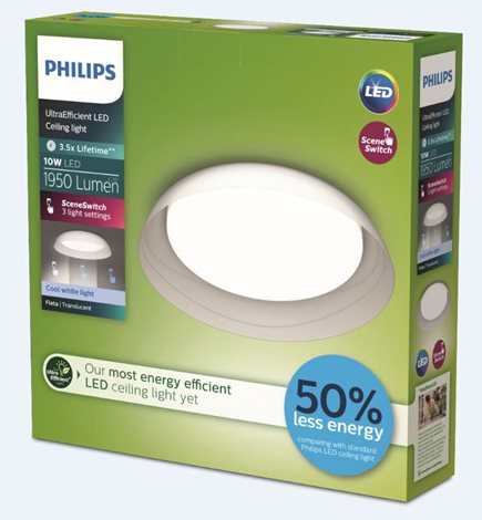 Fleta UltraEfficient stropní svítidlo LED 10W 1950lm 4000K SceneSwitch 35cm IP20, transparentní 2