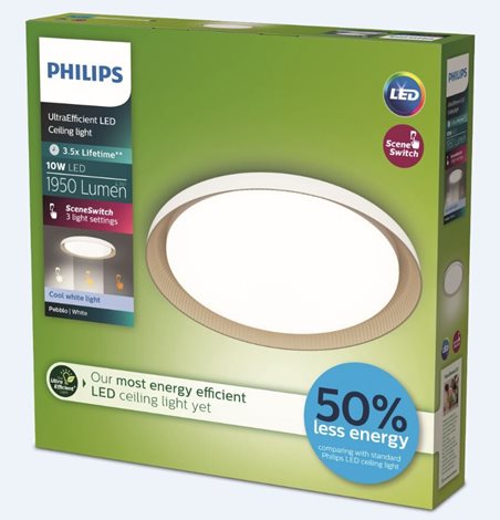 Pebblo UltraEfficient stropní svítidlo LED 10W 1950lm 4000K SceneSwitch CRI80 32cm kulaté IP20, bílé 3