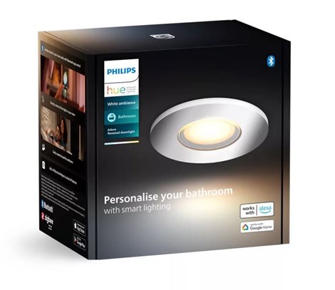 Hue WA Adore koupelnové zápustné svítidlo 1x GU10 LED 4,2W 400lm 2200-6500K 9cm kulaté IP44, chromov 4