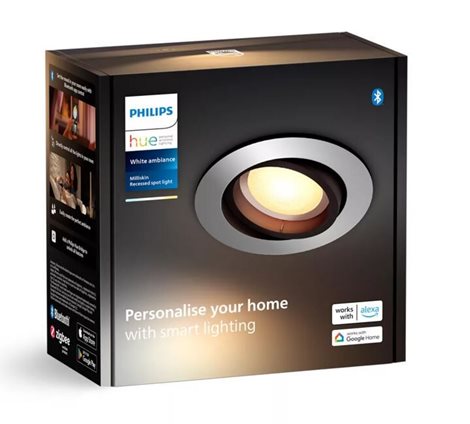 HUE WA Milliskin zápustné LED svítidlo 1x GU10 4,2W 400lm 2200-6500K 9cm kulaté IP20, hliník 5