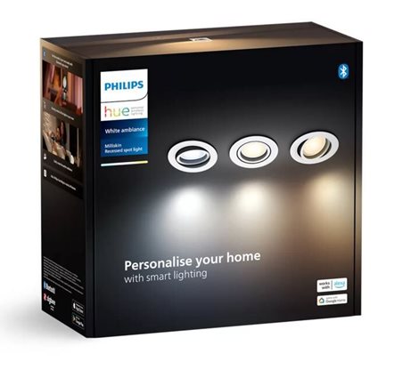 HUE WA Milliskin zápustné LED svítidlo 3xGU10 4,2W 400lm 2200-6500K 9cm kulaté IP20, bílé 4