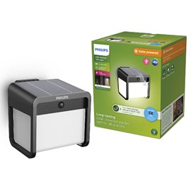 Ezra UltraEfficient solární LED svítidlo se senzorem 1,8W 250/25lm 3000K IP44, hranaté, černé