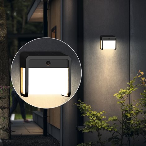 Ezra UltraEfficient solární LED svítidlo se senzorem 1,8W 250/25lm 3000K IP44, hranaté, černé 6