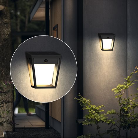 Nissa UltraEfficient solární nástěnné LED svítidlo se senzorem 1,8W 250/25lm 3000K IP44, černé 6