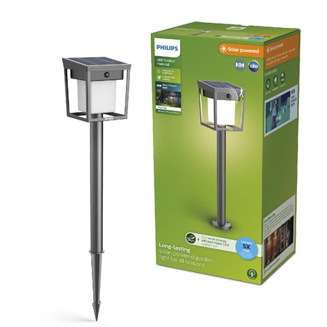 Blaise UltraEfficient solární LED sloupek se senzorem 1,5W 250/20lm 3000K IP44, hranatý, antracit 1