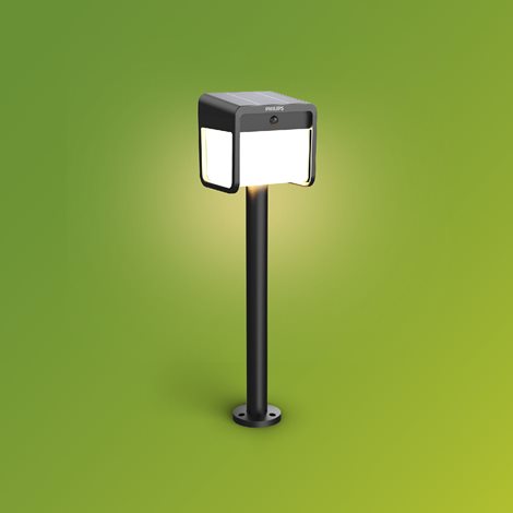 Ezra UltraEfficient solární LED sloupek se senzorem 1,8W 250/25lm 3000K IP44, hranatý, černý 2