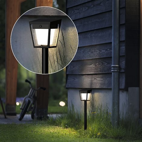 Nissa UltraEfficient solární LED sloupek s pohybovým senzorem 1,8W 250/25lm 3000K IP44, černý 6