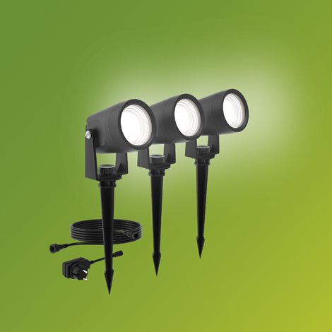 Reuel GardenLink 3x venkovní LED reflektor Low Voltage 3x1,5W 3x180lm 2700K 24V IP44, černý, sada 2