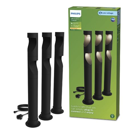 Desi GardenLink 3x venkovní LED sloupek Low Voltage 3x1,5W 3x180lm 2700K 24V IP44 70cm, černý, sada 1