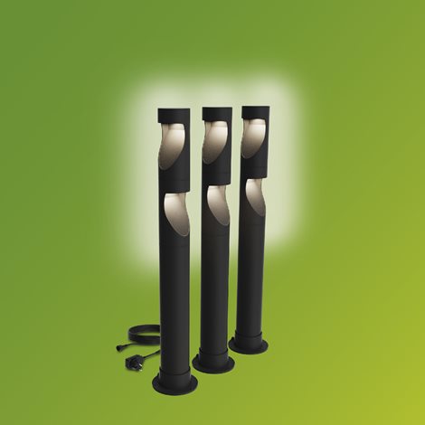 Desi GardenLink 3x venkovní LED sloupek Low Voltage 3x1,5W 3x180lm 2700K 24V IP44 70cm, černý, sada 2