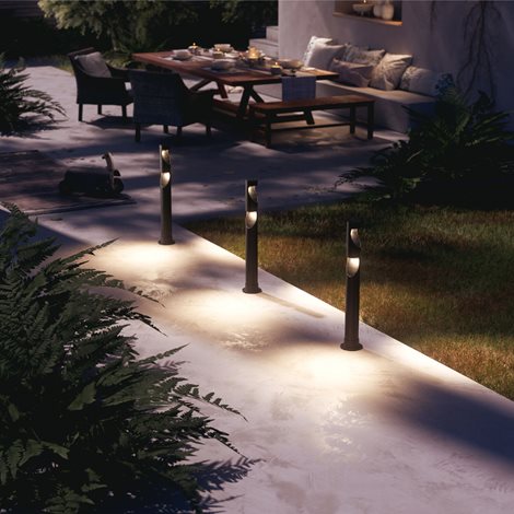 Desi GardenLink 3x venkovní LED sloupek Low Voltage 3x1,5W 3x180lm 2700K 24V IP44 70cm, černý, sada 6