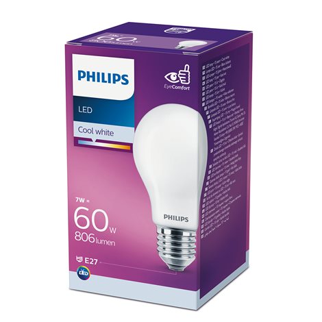 LED žárovka Philips Classic LEDbulb ND 7W-60W A60 E27 840 FR 806lm 4000K 6