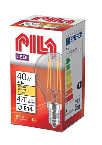 PILA LED Classic 40W P45 E14 WW CL ND LED žárovka 4,3W 470lm 2