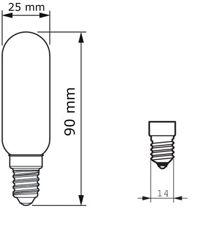 LED Classic 40W T25L E14 CL ND RF LED Žárovka 4,5W 470lm 2