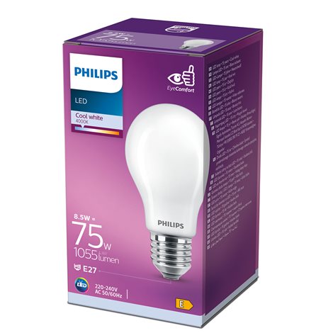 LED žárovka Philips Classic LEDBulb ND 75W E27 840 A60 FR 8,5W 1055lm 4000K 5