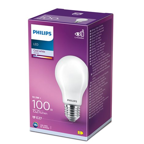 LED žárovka Philips Classic LEDbulb ND 10.5W-100W A60 CW FR 1521lm 4000K 2