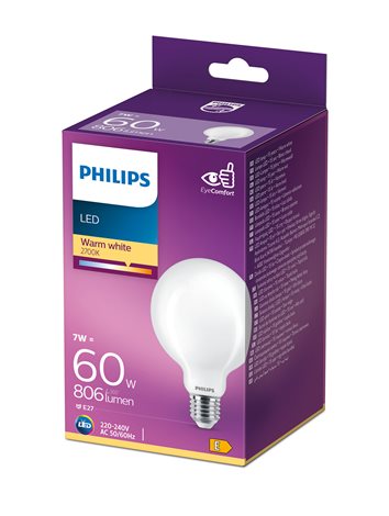 LED žárovka Philips Classic 60W G93 E27 WW FR ND 7W 806lm 5