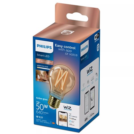 WiZ Smart LED Žárovka Filament oranžová 7 W (ekv. 50 W) 640lm 2000-5000K A60 E27 4