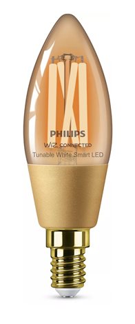 WiZ Smart LED Svíčková žárovka Filament oranžová 4,9 W (ekv. 25 W) 370lm C35 E14 1