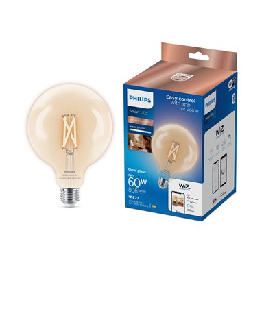WiZ Smart LED Kulová žárovka Filament čirá 7 W (ekv. 60 W) 806lm 2700-6500K G125 E27 3