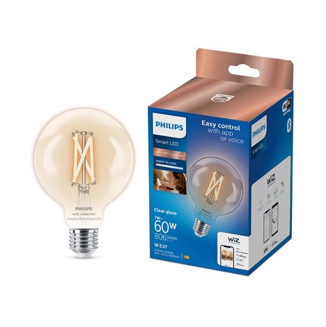 WiZ Smart LED Kulová žárovka Filament čirá 7 W (ekv. 60 W) 806lm 2700-6500K G95 E27 3