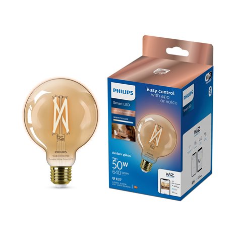 WiZ Smart LED Kulová žárovka Filament oranžová 7 W (ekv. 50 W) 640lm G95 E27 3