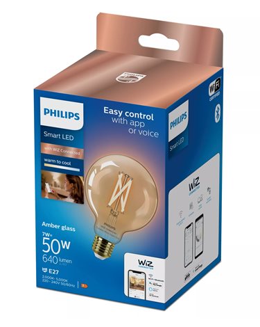 WiZ Smart LED Kulová žárovka Filament oranžová 7 W (ekv. 50 W) 640lm G95 E27 4