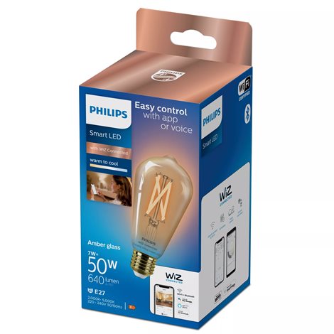 WiZ Smart LED Žárovka Filament oranžová 7 W (ekv. 50 W) 640lm 2000-5000K ST64 E27 4