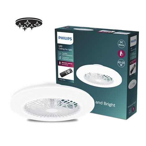 Amigo Stropní svítidlo s ventilátorem 20W+42W, 4400lm, AC 220–240, 2700-4000-6500 K, IP20, bílá 1