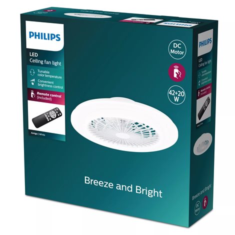 Amigo Stropní svítidlo s ventilátorem 20W+42W, 4400lm, AC 220–240, 2700-4000-6500 K, IP20, bílá 2