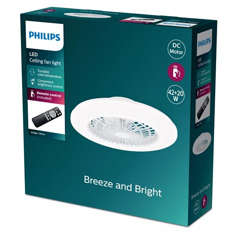 Amigo Stropní svítidlo s ventilátorem 20W+42W, 4400lm, AC 220–240, 2700-4000-6500 K, IP20, bílá 9