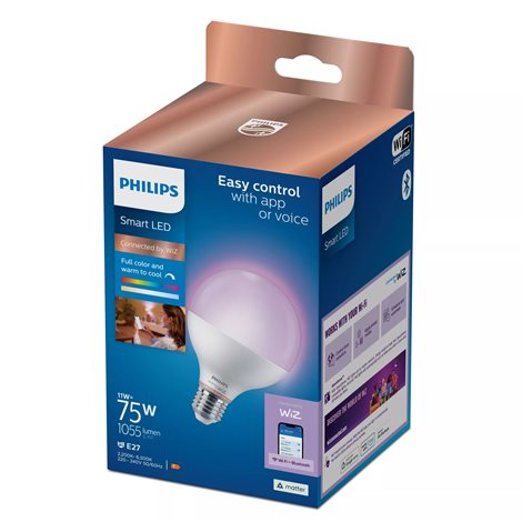 WiZ Smart LED Kulová žárovka 11 W (ekv. 75 W) 1055lm 2200-6500K G95 E27 3