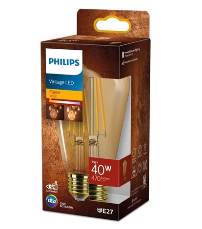 Vintage LED filament žárovka E27 ST64 7W (40W) 470lm 1800K nestmívatelná, zlatá 2