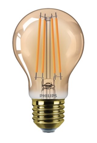 Vintage LED filament žárovka E27 A60 7W (40W) 470lm 1800K nestmívatelná, zlatá 1