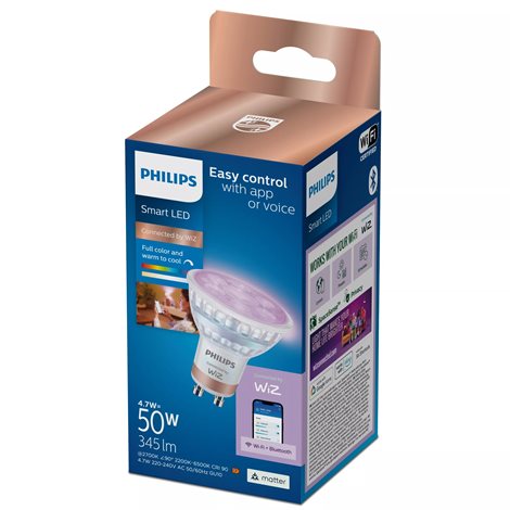 WiZ Smart LED 50W bodové světlo PAR16, GU10 345lm 2200-6500K 3
