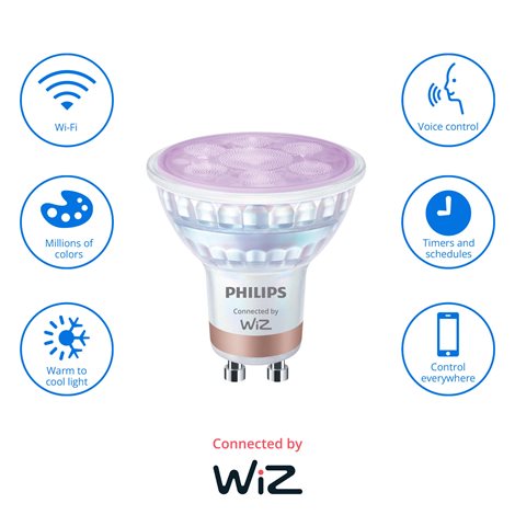 WiZ Smart LED 50W bodové světlo PAR16, GU10 345lm 2200-6500K 4