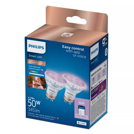 WiZ Smart LED 50W PAR16, 2× GU10 345lm 2200-6500K 3