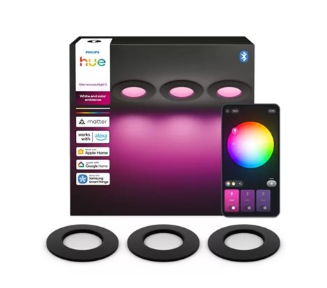 Hue LED Slim vestavné svítidlo S, nastavitelná bílá, 3 ks, černá 2