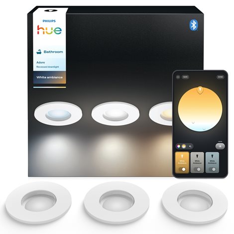 Hue Adore recessed koupelnové svítidlo kulaté 3x4,2W, 2000-6500K, IP44, bílá (3ks) 9