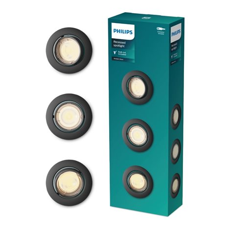 Peridot Rec Kit Rd zapuštěné svítidlo kulaté 7W, AC 220-240, IP20 (3 ks), černá 2