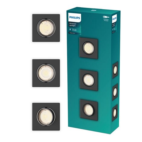 Peridot Rec Kit Sq zapuštěné svítidlo hranaté 7W, AC 220-240, IP20, (3 ks), černá 2