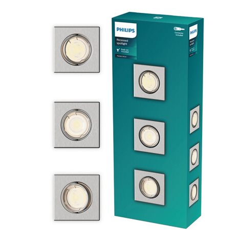Peridot Rec Kit Sq zapuštěné svítidlo hranaté 7W, AC 220-240, IP20, (3 ks), nikl 2