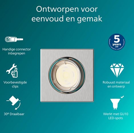 Peridot Rec Kit Sq zapuštěné svítidlo hranaté 7W, AC 220-240, IP20, nikl 3