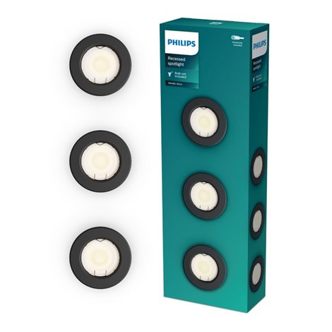 Peridot Rec Kit Rd zapuštěné svítidlo kulaté 7W, AC 220-240, IP20, (3 ks), černá 2