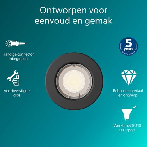 Peridot Rec Kit Rd zapuštěné svítidlo kulaté 7W, AC 220-240, IP20, černá 3