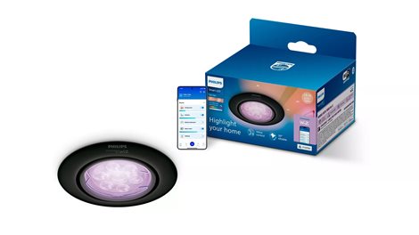 Philips LED bodové svítidlo GU10, sada s RGB žárovkou, černá, 1 ks 1