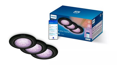 Philips LED bodové svítidlo GU10, sada s RGB žárovkou, černá, 3 režimy 1