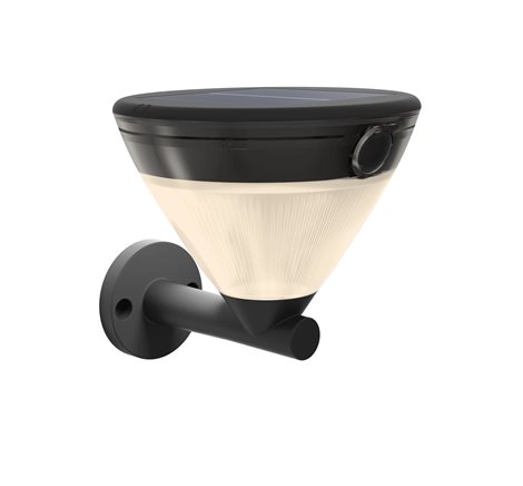 Kyna solární nástěnná zahradní lampa 3,8W 27K černá se senzorem 3